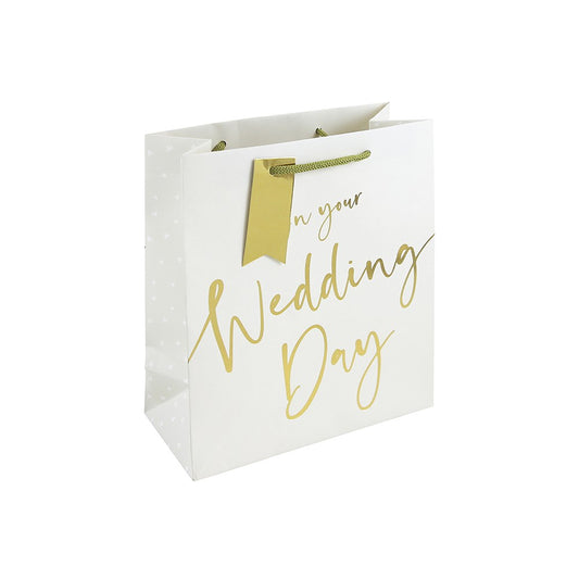 Punga cadou nunta Wedding Day text auriu (M) - E354503