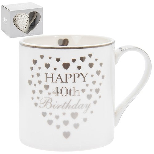 Cana cadou 40 ani cu inimioare argintii - LP34048