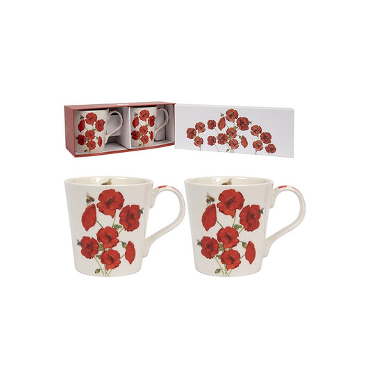 Set 2 cani cu flori de mac si albine - LP34218