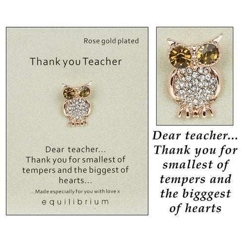 BROSA PLACATA CU AUR ROZ, TEACHER - DS59601 - Cadouri Superbe