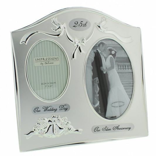 RAMA FOTO ARGINTATA NUNTA DE ARGINT "ATUNCI SI ACUM" - FS55025 - Cadouri Superbe