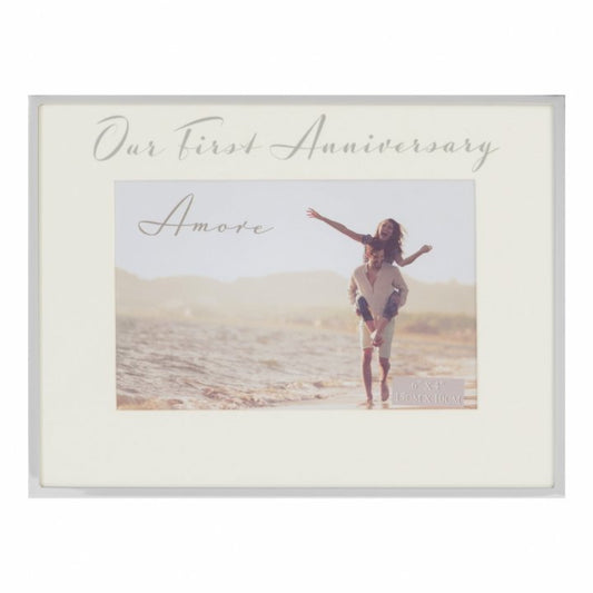 RAMA FOTO ARGINTATA CADOU PENTRU ANIVERSARE 1 AN CASATORIE - DSWG978 - Cadouri Superbe