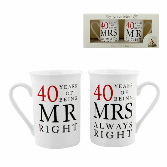 SET CANI CADOU ANIVERSARE 40 ANI DE CASATORIE MR AND MRS RIGHT - DSWG67740 - Cadouri Superbe