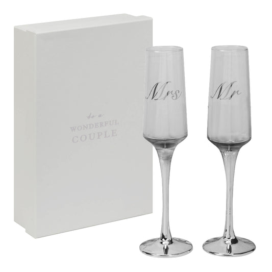 Pahare flute sampanie Mr si Mrs - WG121MM - Cadouri Superbe