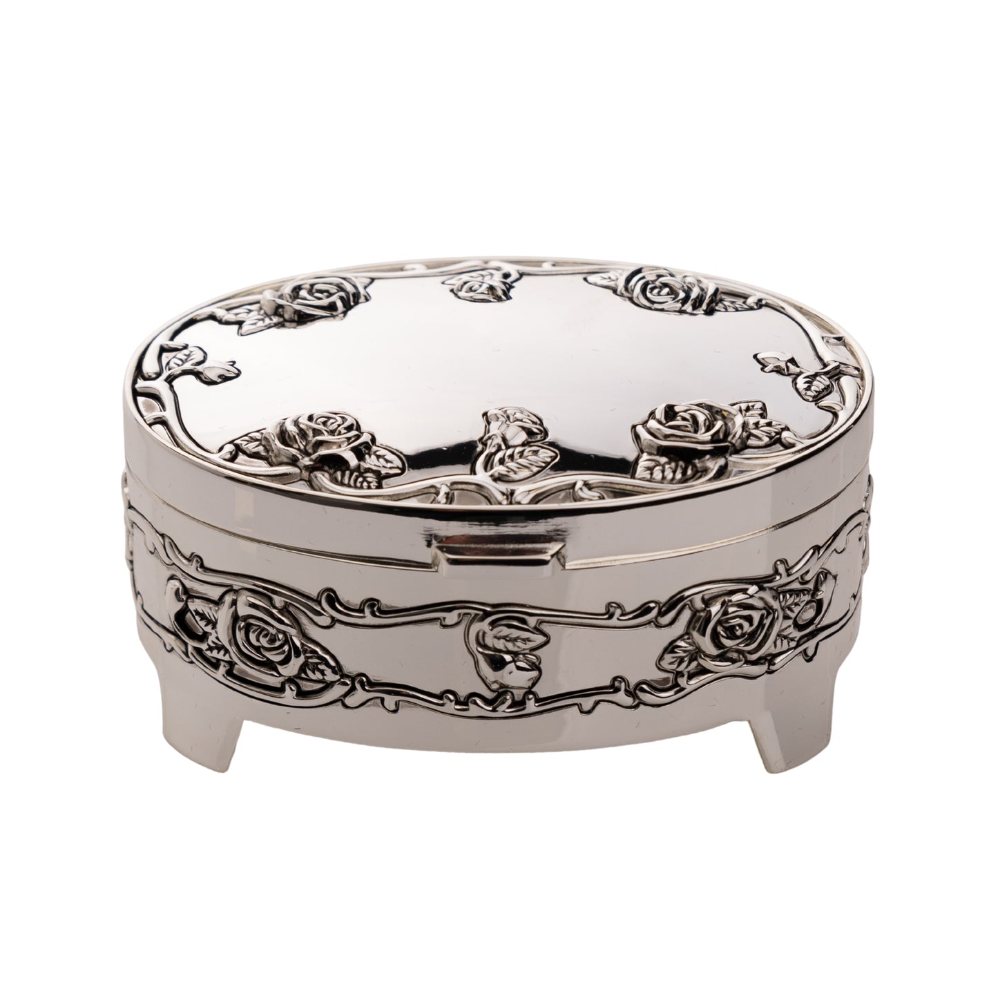 Caseta bijuterii argintata cu design trandafiri - WY2136AGG - Cadouri Superbe