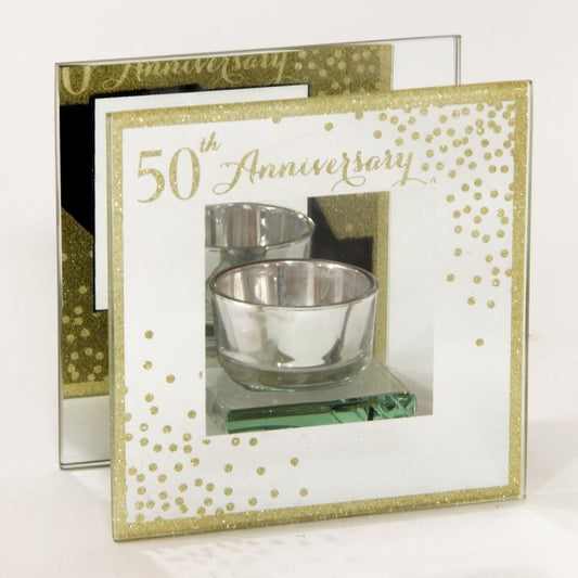 SUPORT LUMANARE CU SCLIPICI CADOU NUNTA DE AUR - DSWG83750 - Cadouri Superbe