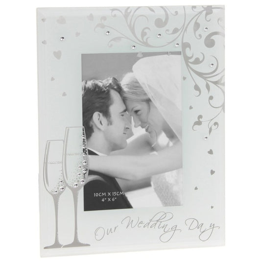 RAMA FOTO NUNTA - CU MOTIV PAHARE DE SAMPANIE - DS404815 - Cadouri Superbe