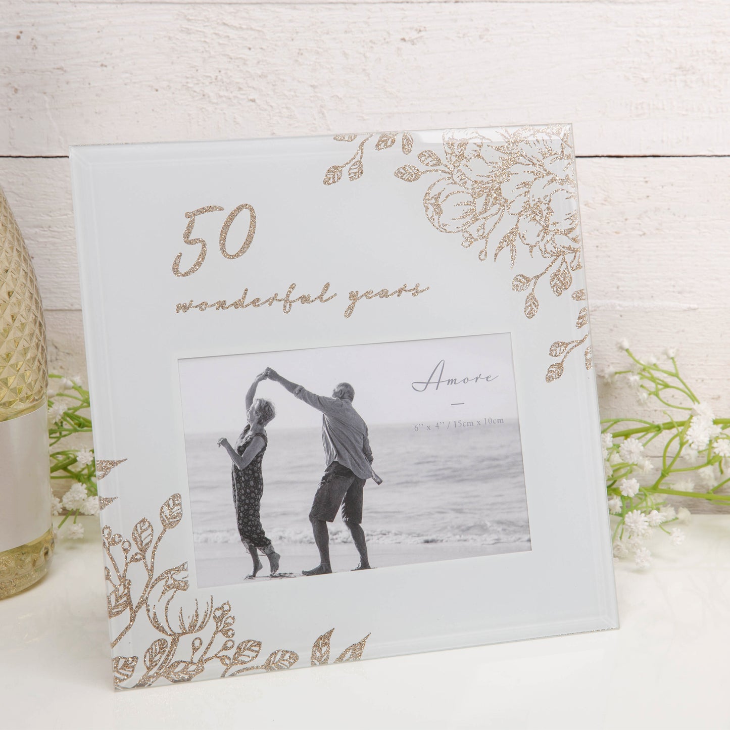 Rama foto aniversare 50 ani cu sclipici - WG1065 - Cadouri Superbe