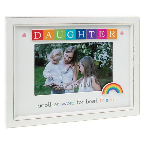 Rama foto litere colorate Daughter, din lemn