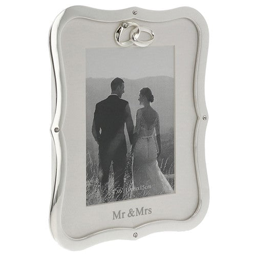 Rama foto argintata cu margini acolada Mr&Mrs, argintat, cadou nunta