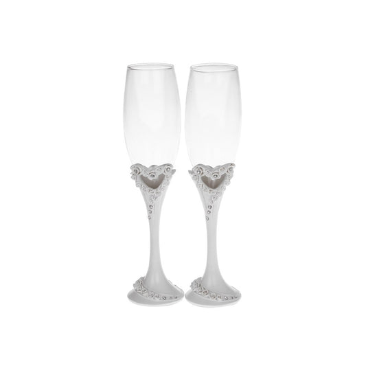 Pahare inima din trandafiri cu cristale - 35361 - Cadouri Superbe