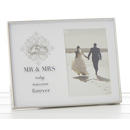 Rama foto argintata Mr&Mrs cu verighete, argintat, cadou nunta