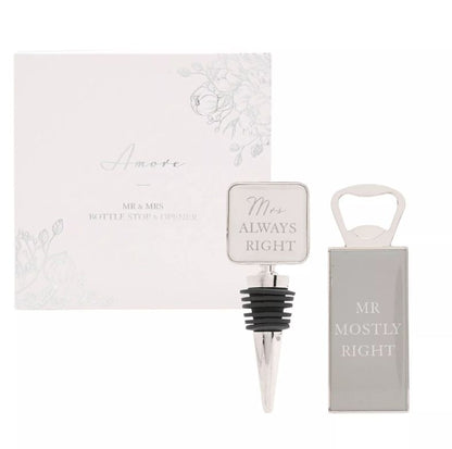 Set Premium "Mr & Mrs" deschizător & dop de vin - AM139