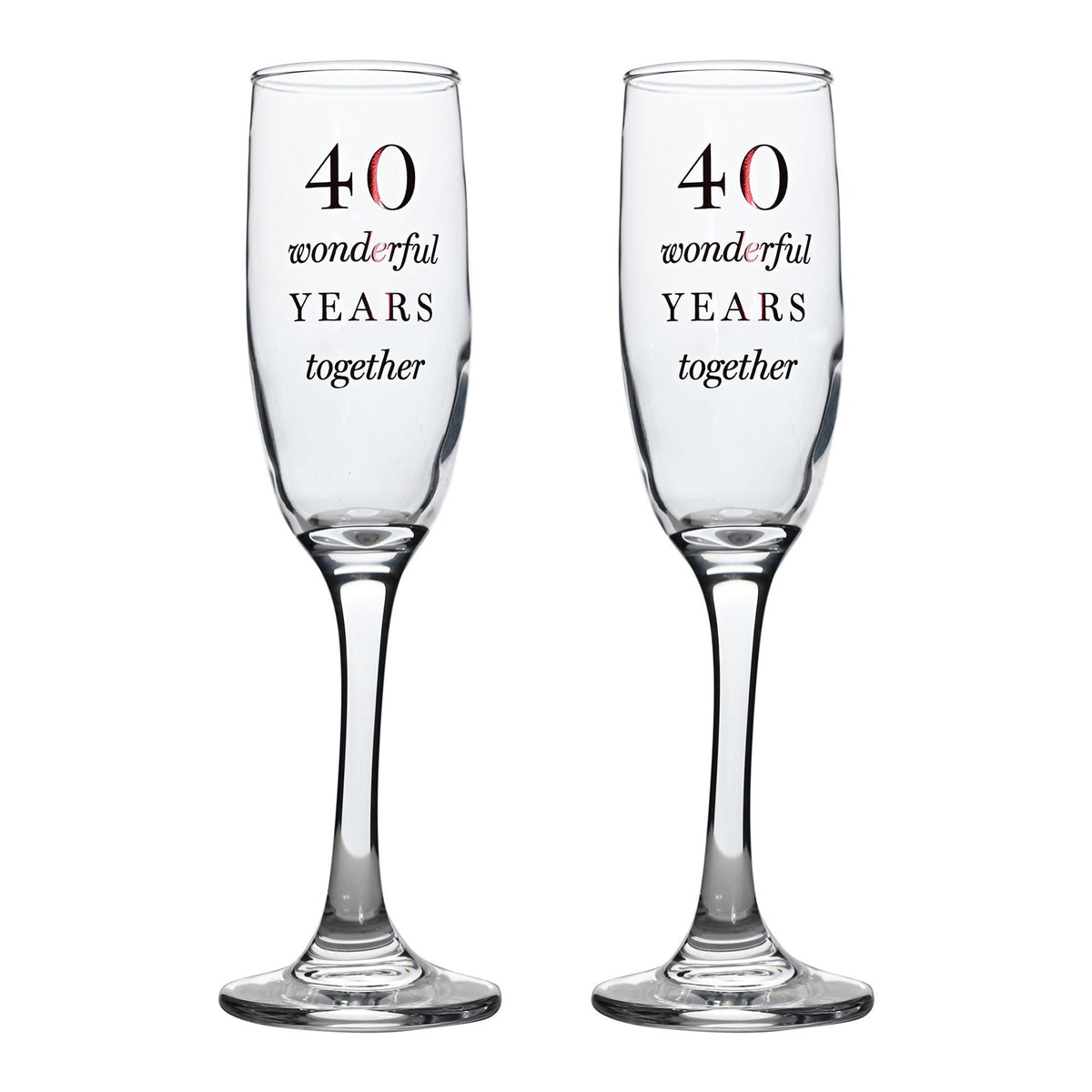 Pahare sampanie aniversare 40 ani casatorie, argintat