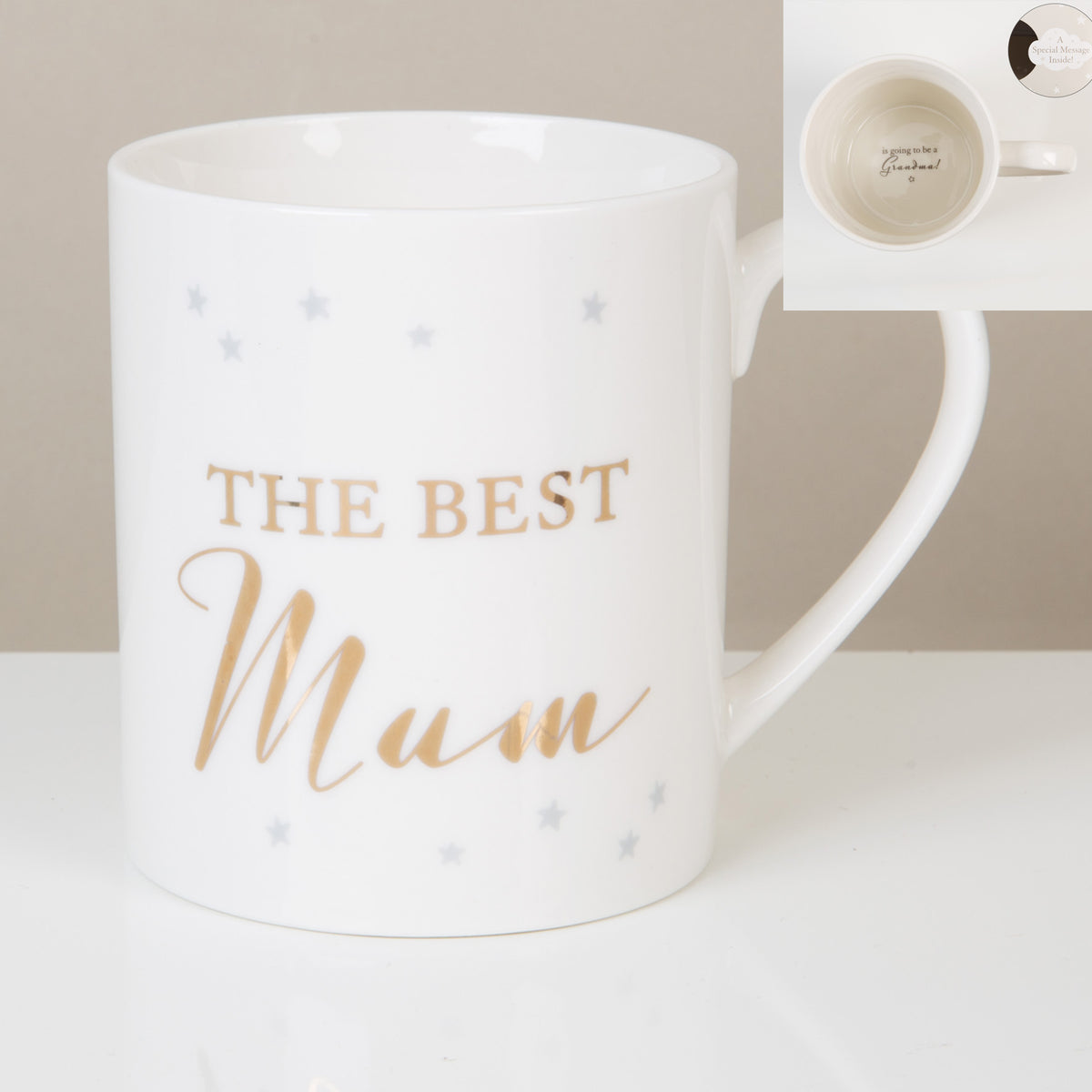 Cana cu mesaj surpriza Best Mum to Grandma, din ceramica
