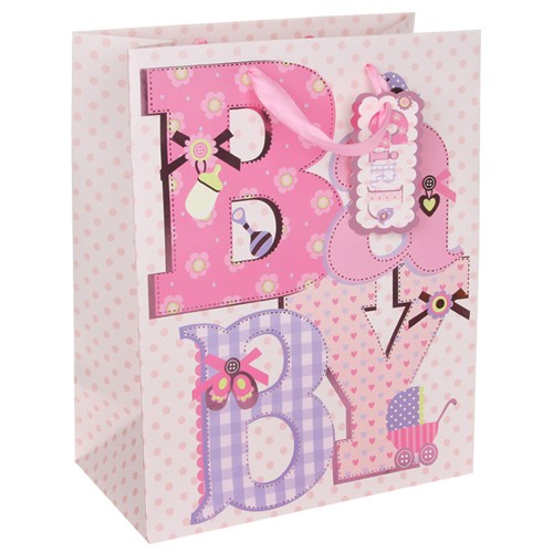 Punga de cadou Baby roz - E131612 - Cadouri Superbe