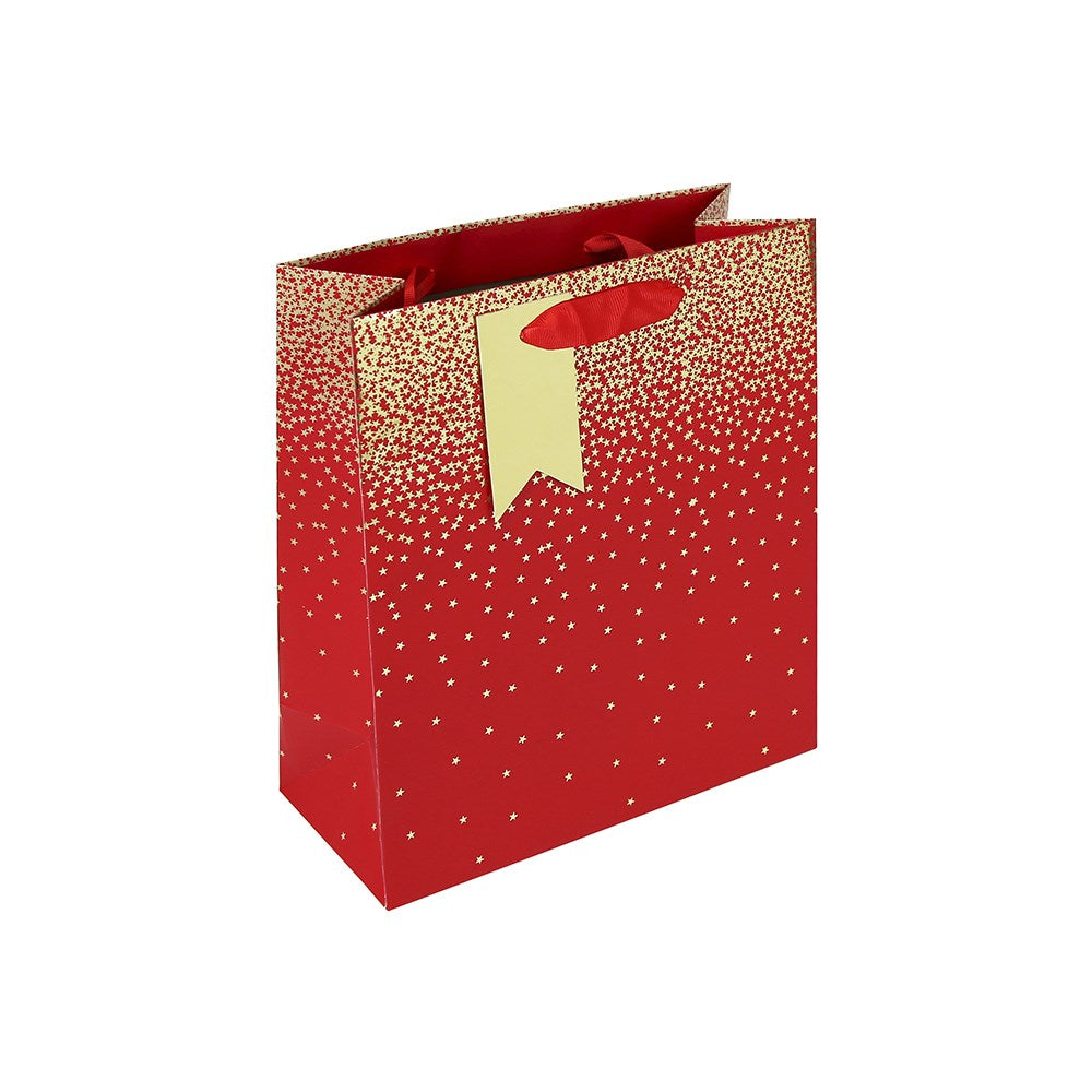 Punga cadou rosie cu stelute aurii (M) - E348313