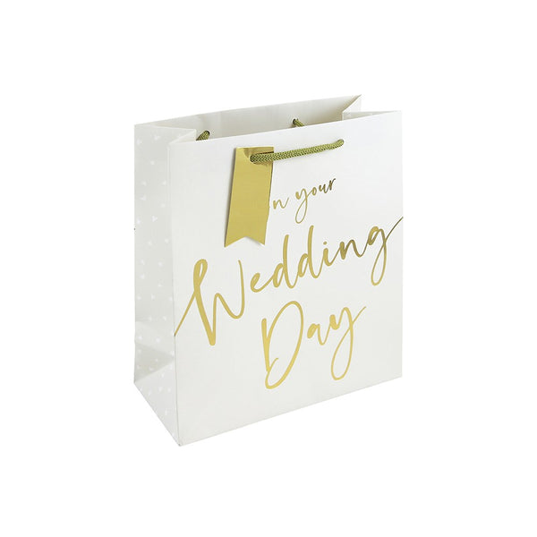 Punga cadou nunta Wedding Day text auriu (M) - E354503 - Cadouri Superbe