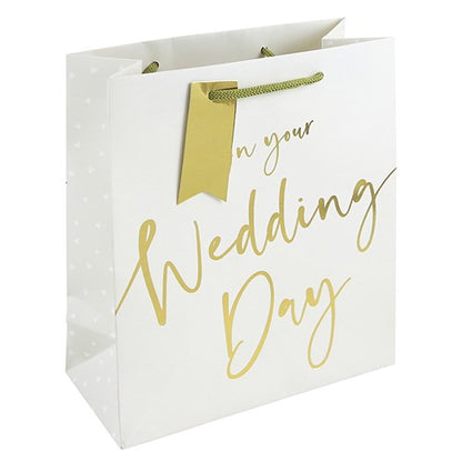 Punga cadou nunta Wedding Day text auriu (M) - E354503
