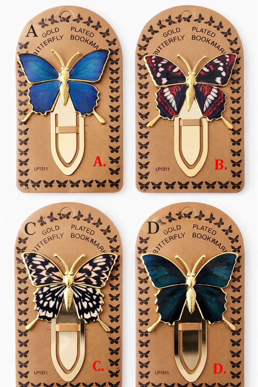 Semn carte fluturas placat cu aur -  LP01311 - Cadouri Superbe