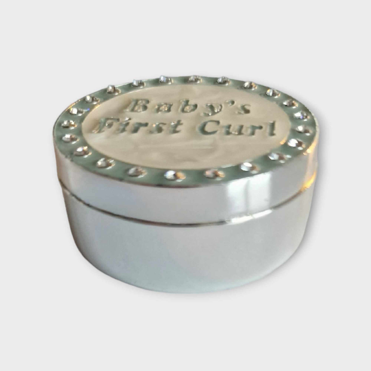 Cutiuta argintata My First Curl baietel, argintat, cadou botez