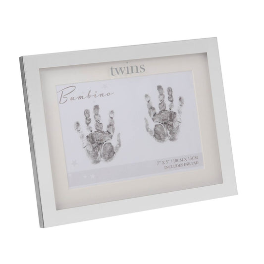 Rama foto argintata kit amprente Twins (Gemeni) - CG1106 - Cadouri Superbe
