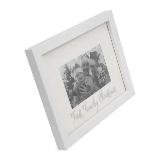 Rama foto alba cu sclipici First Family Christmas - DGXM5559