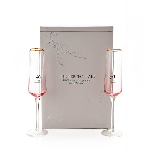 Set 2 pahare sampanie cadou Nunta de Rubin - AM22240