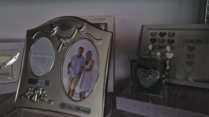 Rama foto argintata cadou Aniversare 25 ani casatorie cu 2 poze - FS55025