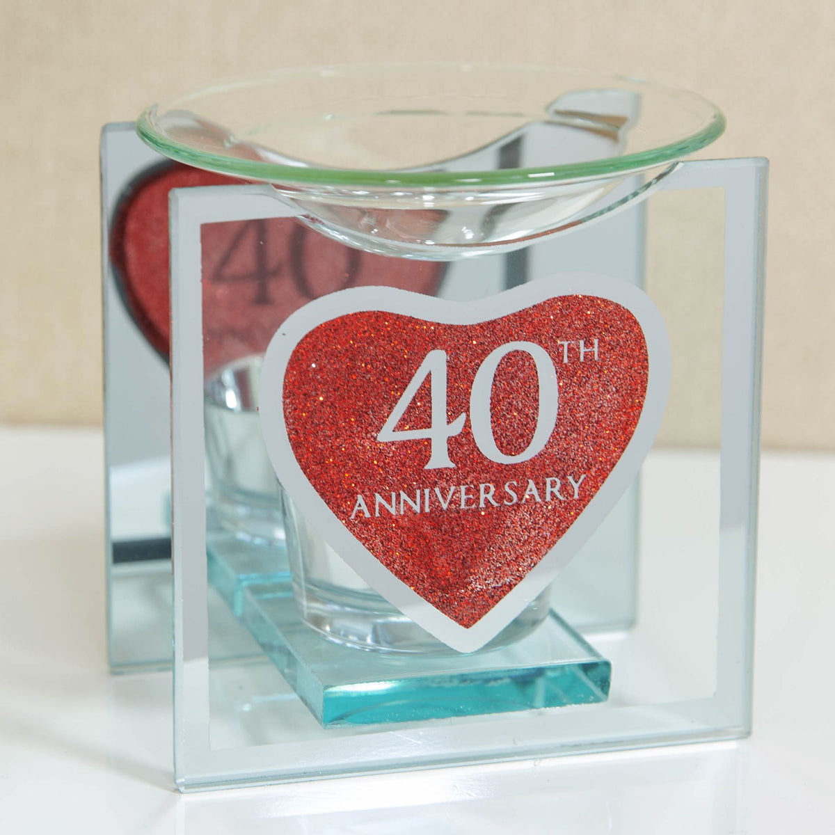 Candela aromaterapie cadou aniversare 40 ani, din sticla