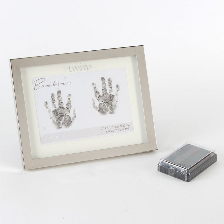 Rama foto argintata kit amprente Twins (Gemeni), argintat