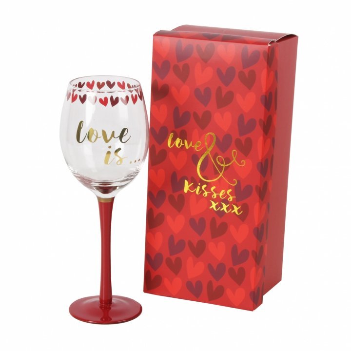 Pahar vin Love & Kisses, cadou craciun