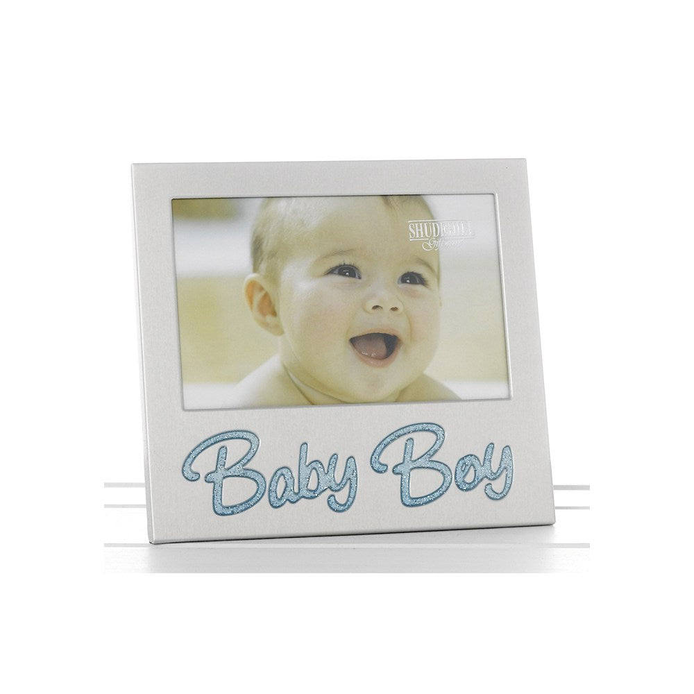 Rama foto cu sclipici bleu Baby Boy, cadou botez