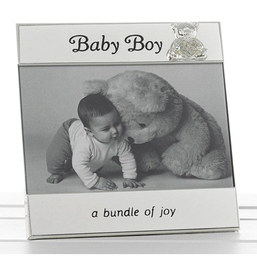 Rama foto argintata cu mesaj Baby Boy, argintat, cadou botez