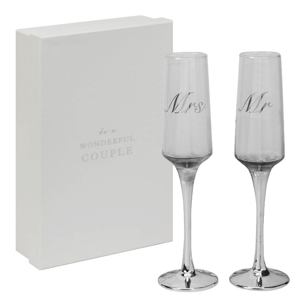 Pahare flute sampanie Mr si Mrs - WG121MM - Cadouri Superbe