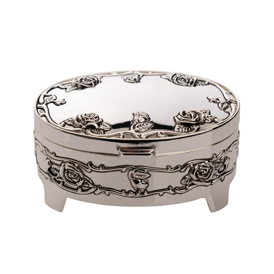 Caseta bijuterii argintata cu design trandafiri - WY2136AGG - Cadouri Superbe
