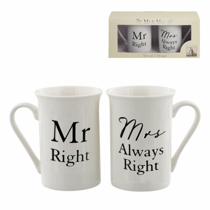 Set 2 cani MR RIGHT & MRS ALWAYS Right, din ceramica, cadou nunta