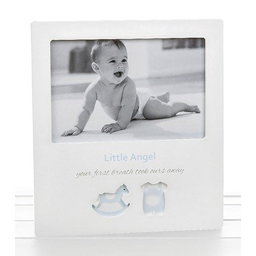 Rama foto cadou baietel Little Angel, argintat, cadou botez