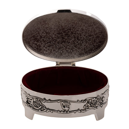 Caseta bijuterii argintata cu design trandafiri - WY2136AGG - Cadouri Superbe